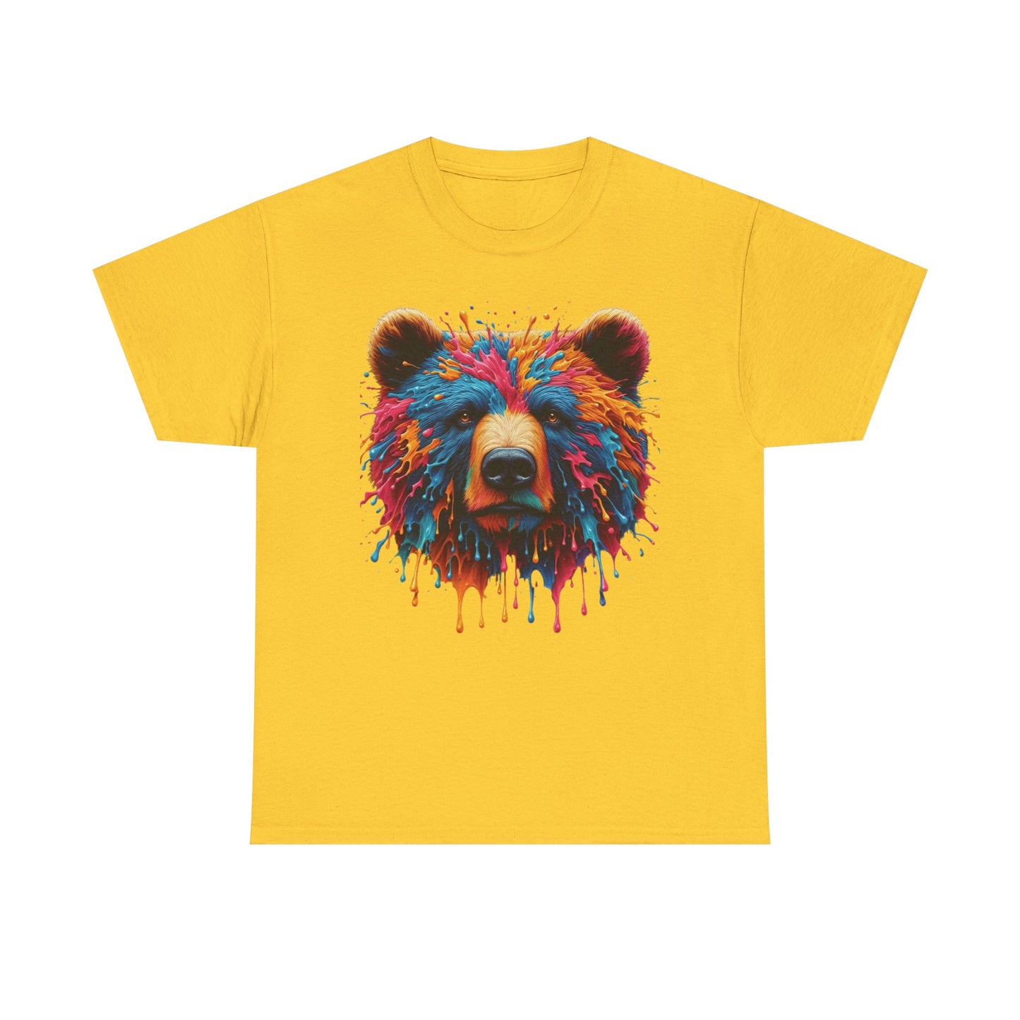 Colorful Bear Art Unisex Heavy Cotton Tee - Vibrant Graphic T-Shirt for Nature Lovers