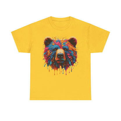 Colorful Bear Art Unisex Heavy Cotton Tee - Vibrant Graphic T-Shirt for Nature Lovers