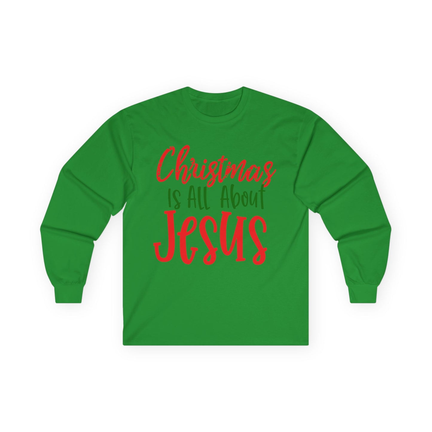 Christmas Jesus Long Sleeve Tee, Unisex Cotton Holiday Shirt, Religious Gift, Faith-Based Apparel, Church Activities, Family Gatherings