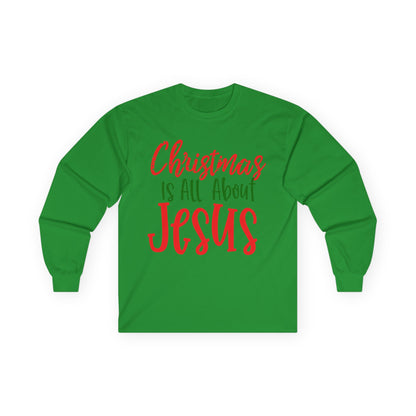 Christmas Jesus Long Sleeve Tee, Unisex Cotton Holiday Shirt, Religious Gift, Faith-Based Apparel, Church Activities, Family Gatherings