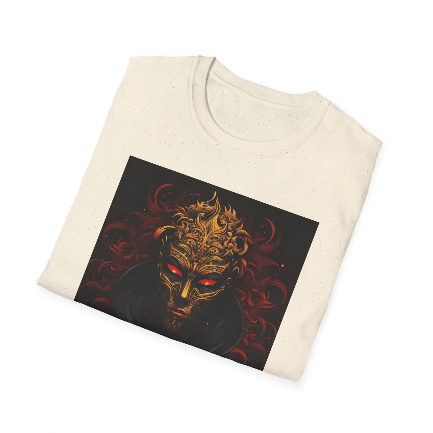 Bold Graphic Unisex Softstyle T-Shirt with Mask Design