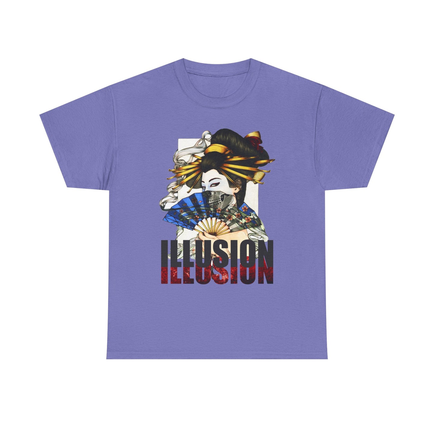 Unisex Heavy Cotton Tee - Illusion Design - Artistic Fan Graphic Tee for Casual Wear