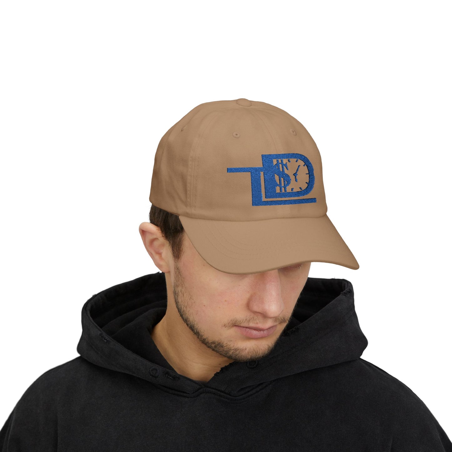 White Classic Dad Cap with Dollar Clock Design - Perfect for Gifting, Casual Outings, and Everyday Wear
