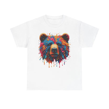 Colorful Bear Art Unisex Heavy Cotton Tee - Vibrant Graphic T-Shirt for Nature Lovers