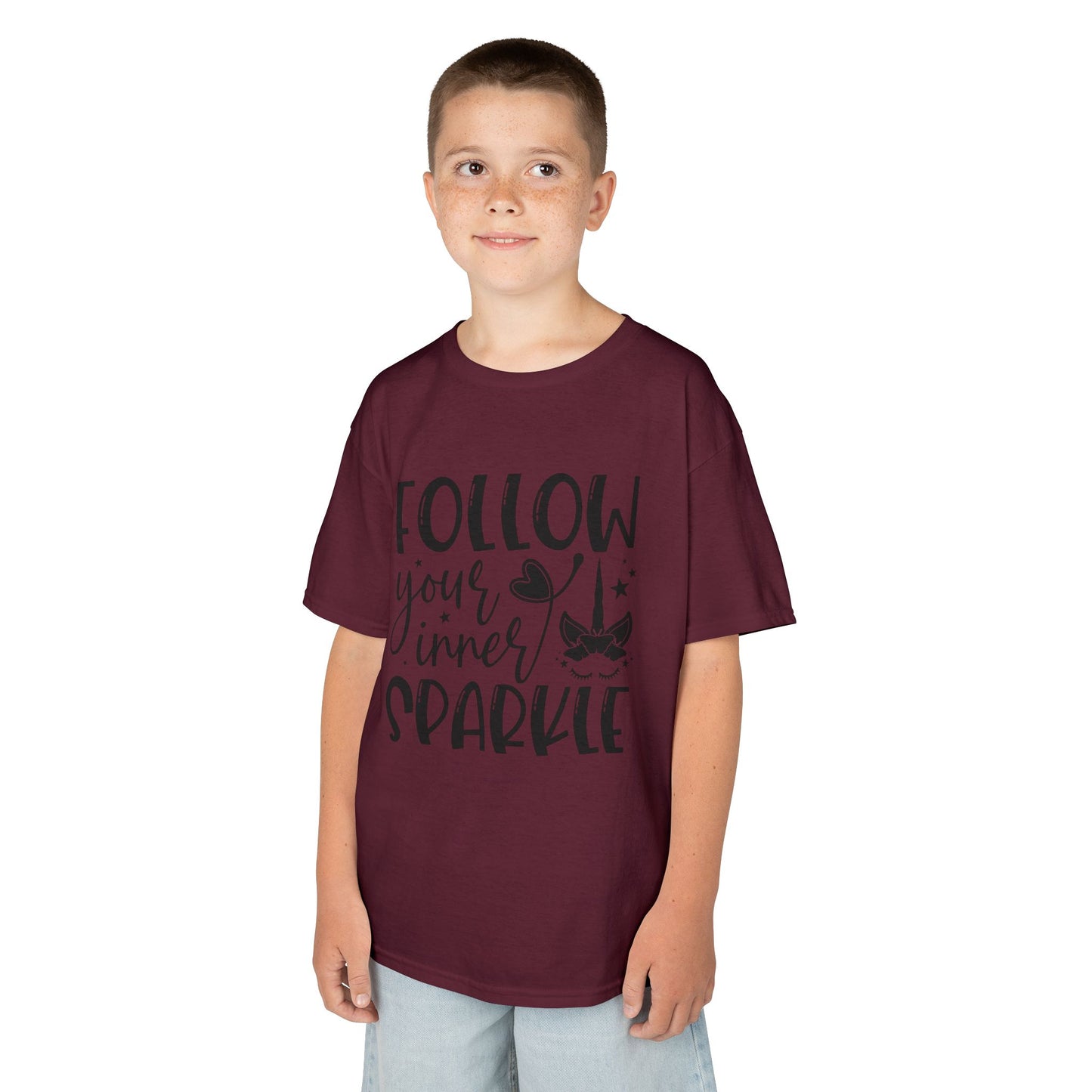 Kids Heavy Cotton™ Tee - Follow Your Inner Sparkle T-Shirt for Creative Kids