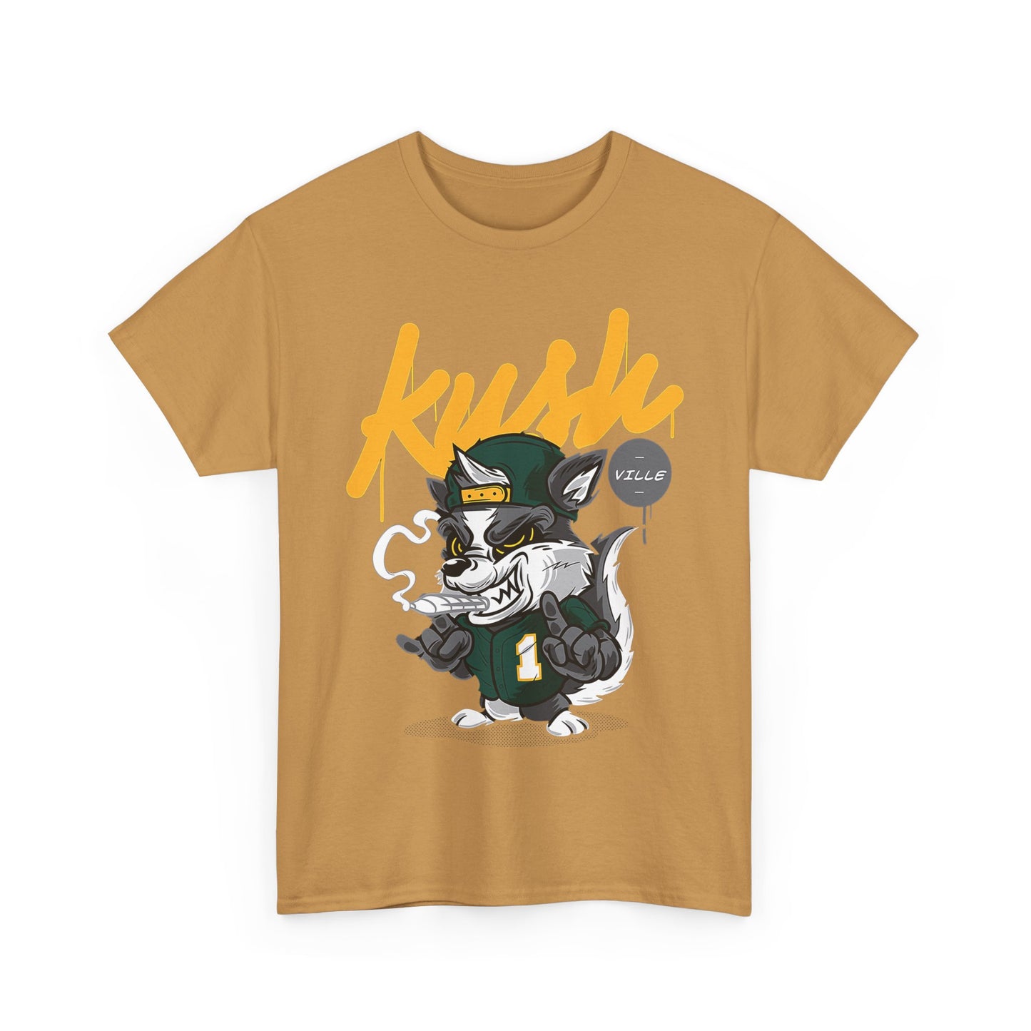 Street Style Unisex Heavy Cotton Tee - 'Kush Ville' Graphic Design