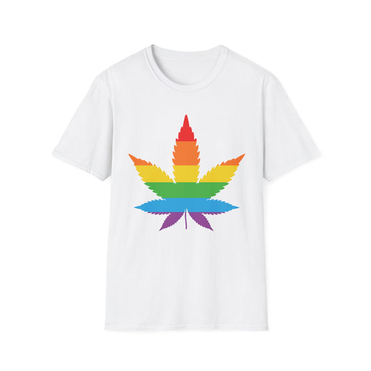 Rainbow Cannabis Leaf T-Shirt, Pride Shirt, LGBTQ+ Apparel, Gift for Cannabis Lovers, Summer Fashion, Unisex Tee