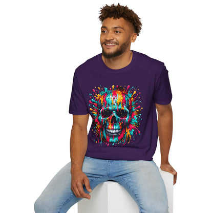 Colorful Drip Skull Unisex T-Shirt - Vibrant Graphic Tee for Art & Music Lovers