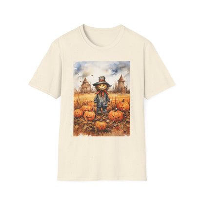 Autumn Scarecrow T-Shirt, Fall Halloween Tee, Pumpkin Patch Shirt, Unisex Graphic Top, Cozy Harvest Apparel