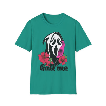 Call Me Horror T-Shirt, Unisex Graphic Tee, Halloween Costume, Spooky Gift, Movie Lover's Shirt, Floral Horror Tee
