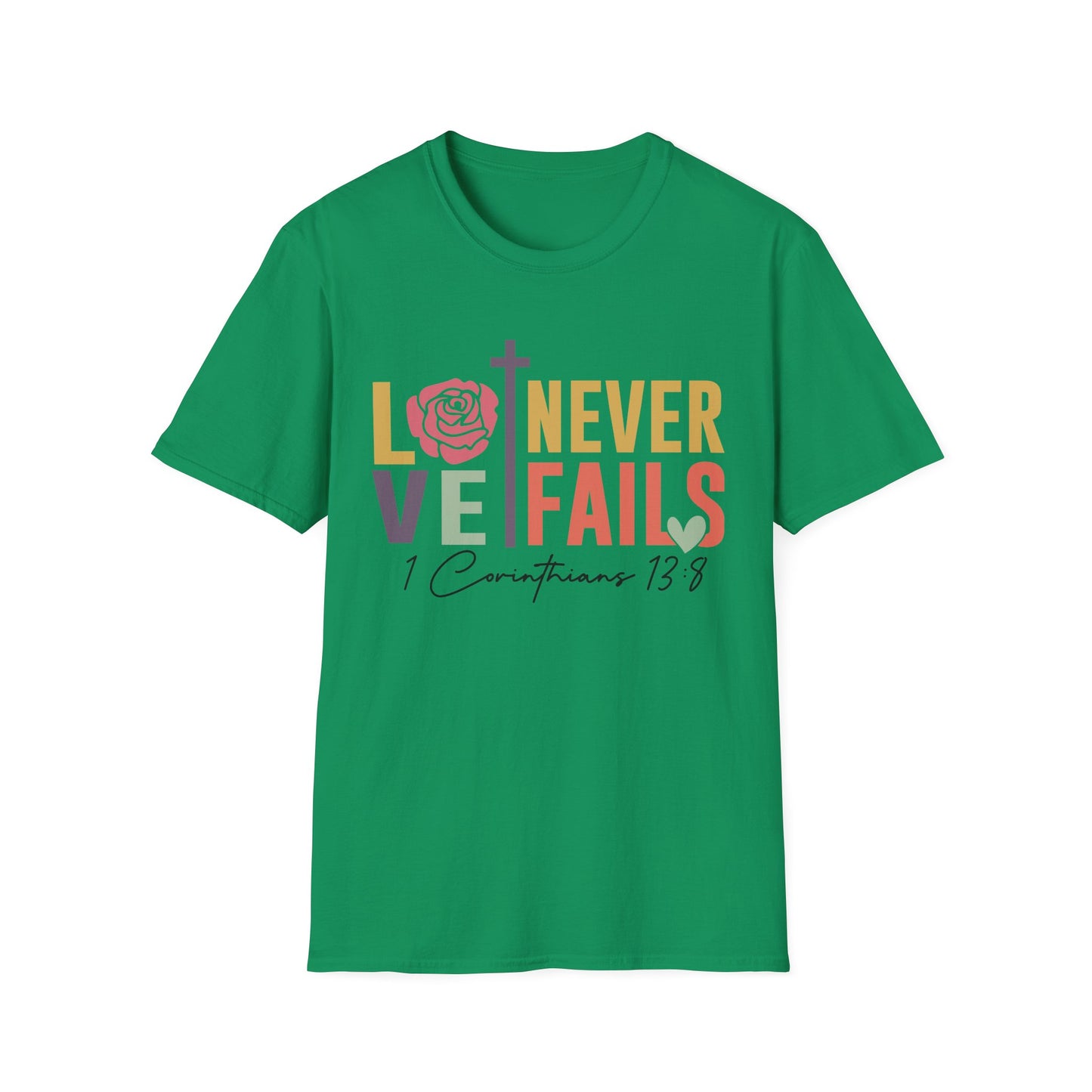 Faith-Inspired Unisex T-Shirt - "Love Never Fails" - Christian Apparel, Gift for Friends, Inspirational Wear, Bible Verse Tee