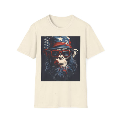 Patriotic Monkey Graphic T-Shirt, Fourth of July Tee, Summer Clothing, Unisex Casual Wear, Fun Gift for Animal Lovers, USA Pride Shirt