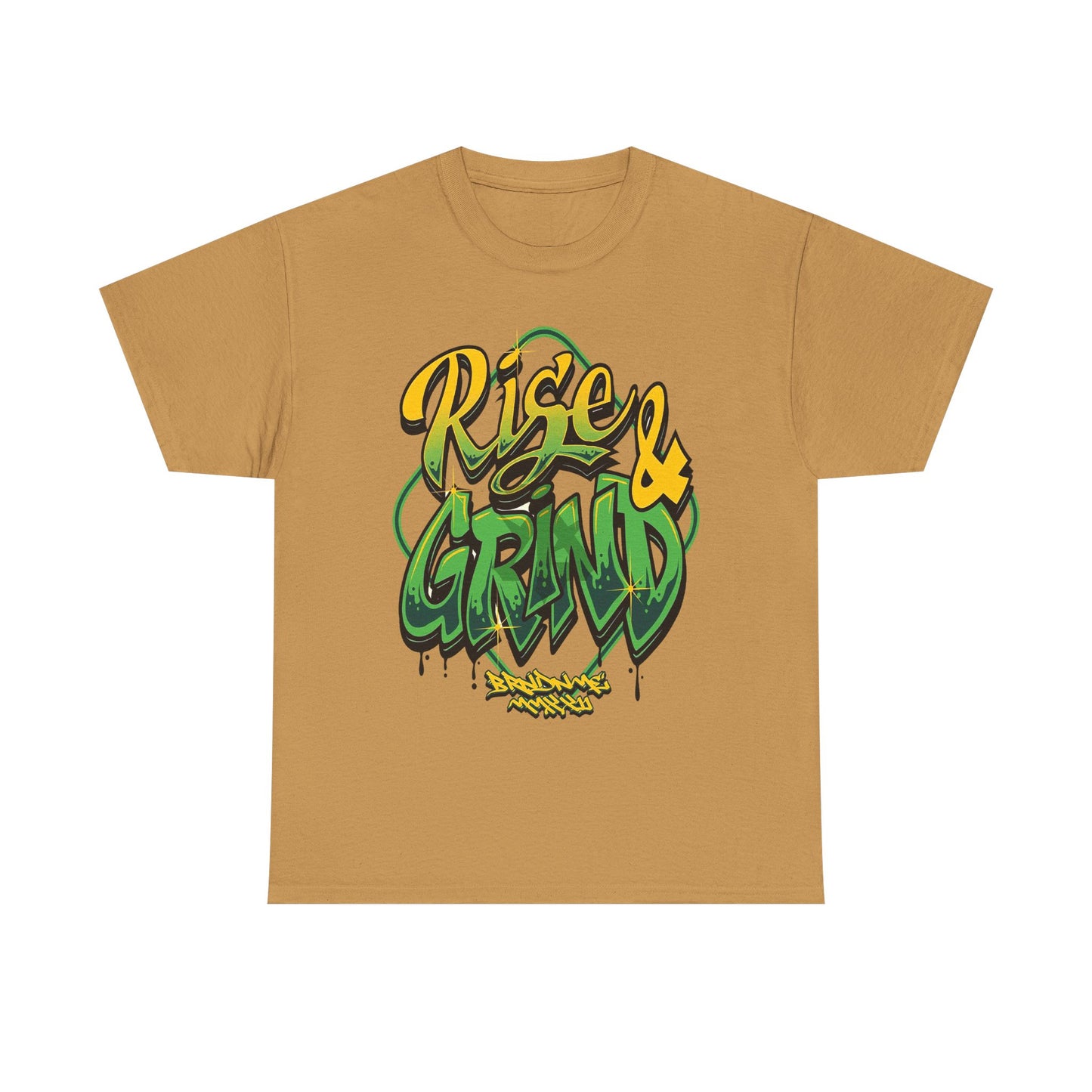 Rise & Grind Unisex Heavy Cotton Tee - Bold Graffiti Style Motivational T-Shirt