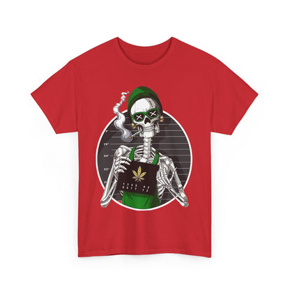 Edgy Skeleton Cannabis Tee | Unisex Heavy Cotton T-Shirt