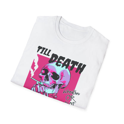 Till Death Unisex Softstyle T-Shirt - Trendy Skeleton Graphic Tee