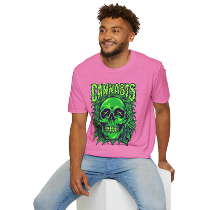 Green Skull Cannabis Unisex T-Shirt – Perfect for Stoner Culture and Everyday Wear