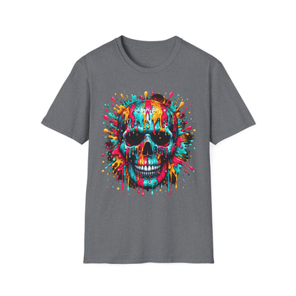 Colorful Drip Skull Unisex T-Shirt - Vibrant Graphic Tee for Art & Music Lovers