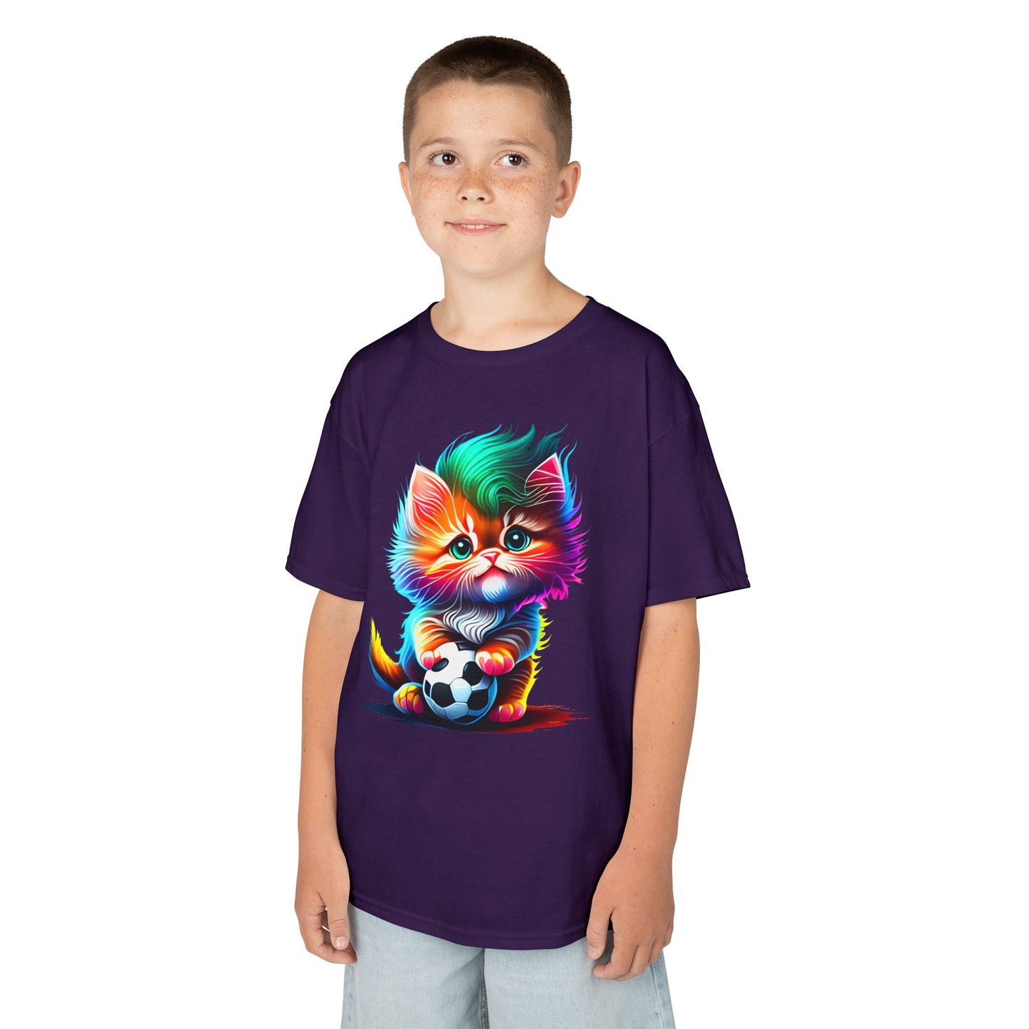 Colorful Cat Soccer Kids Heavy Cotton™ Tee