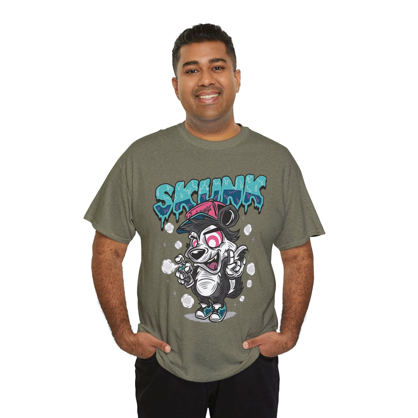 Cool Cartoon Graphic Tee - 'Skunk' Design, Unisex Heavy Cotton T-Shirt