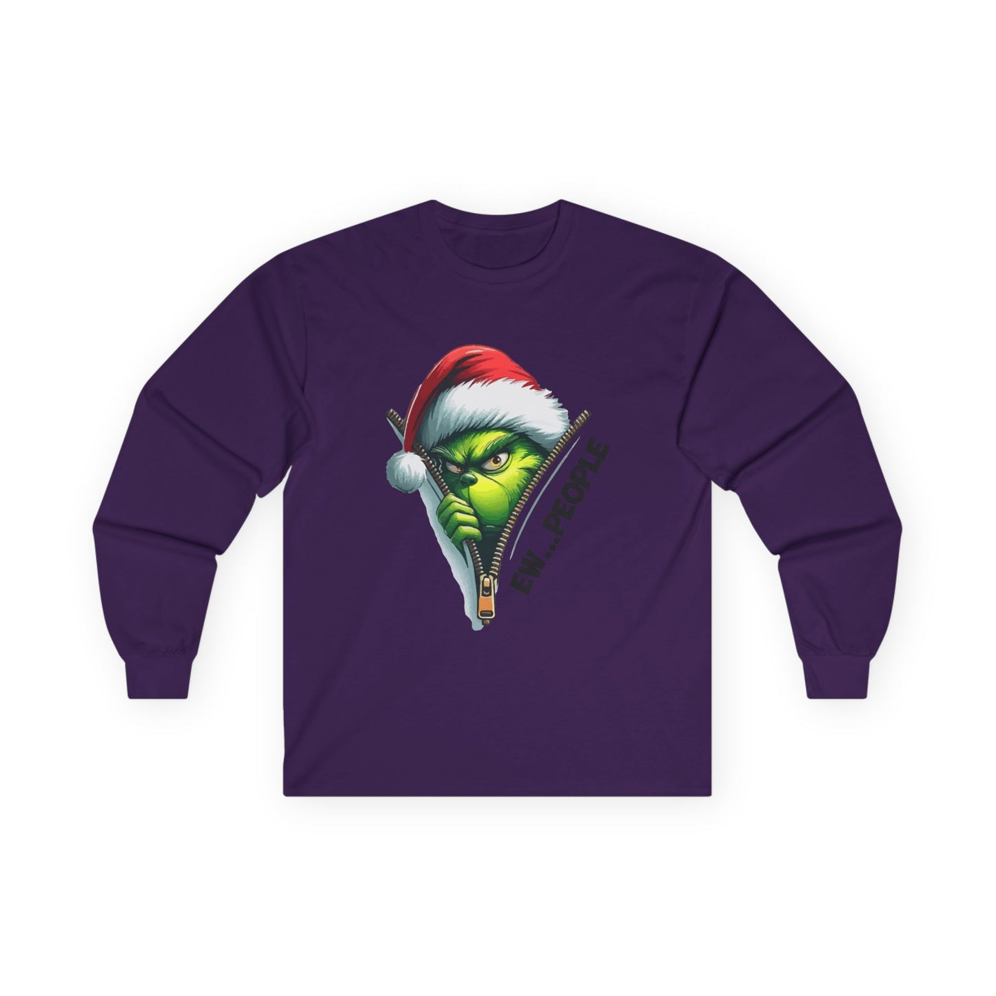 Grinch Peeking Long Sleeve Tee — "Evil People" Holiday Graphic