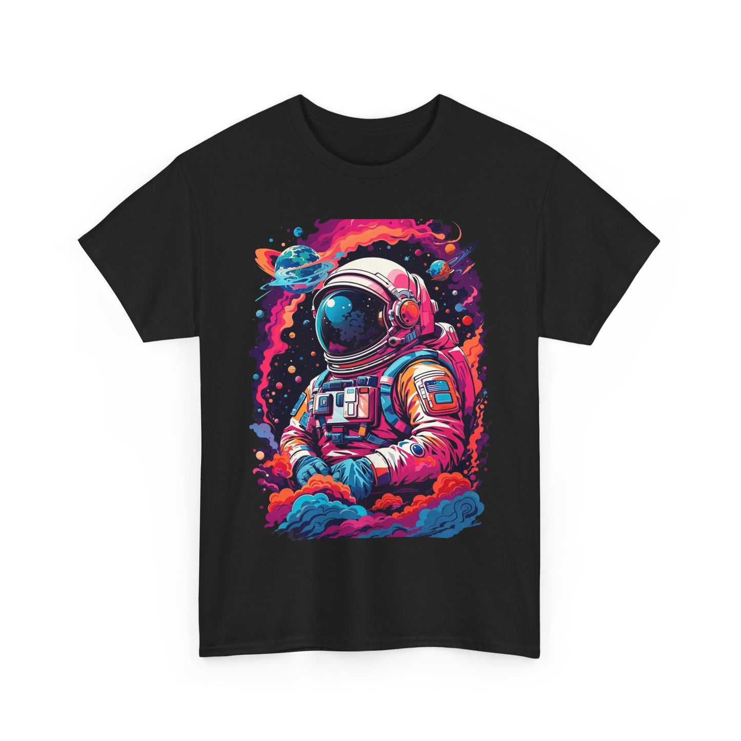 Cosmic Astronaut Unisex Heavy Cotton Tee - Galaxy Graphic T-Shirt