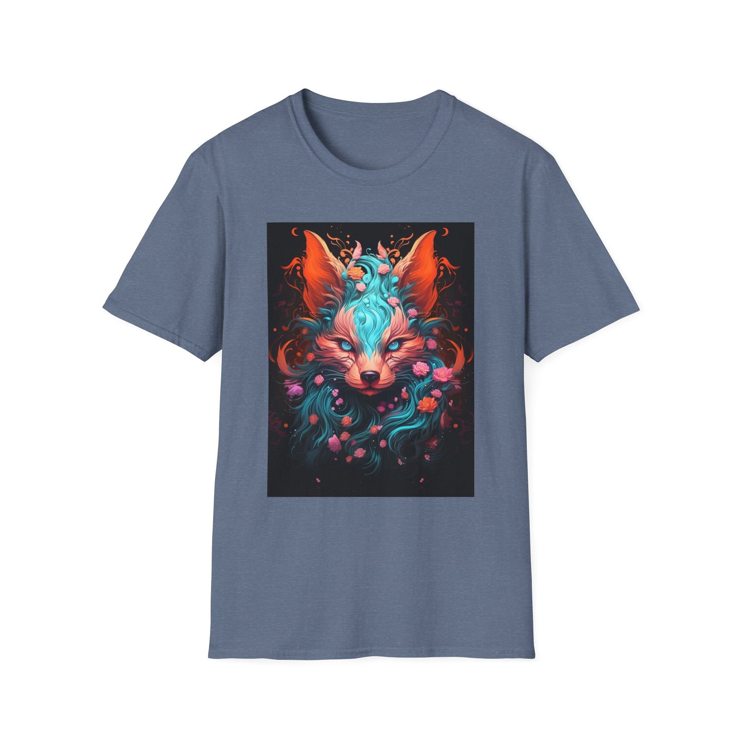 Vibrant Fox Floral Unisex Softstyle T-Shirt