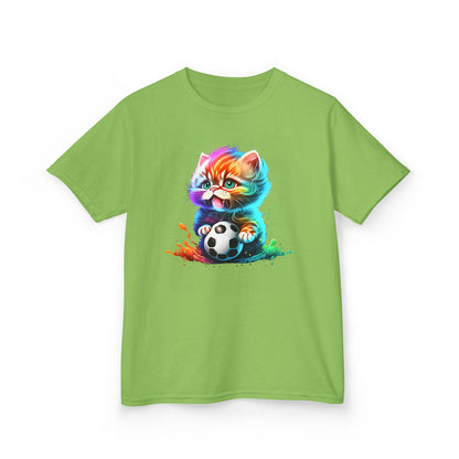 Colorful Cat Soccer Tee for Kids - Fun and Playful Design