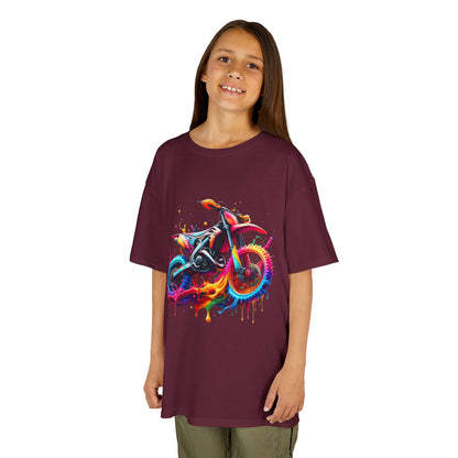Kids' Motorcycle Graphic Tee - Vibrant Splash Design