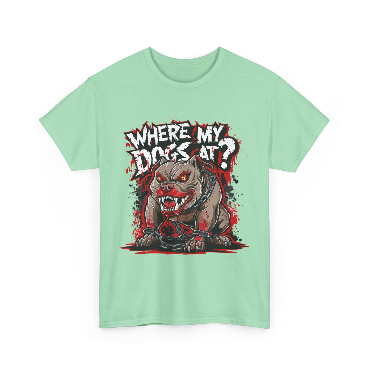 Unisex Graphic Tee - "Where My Dogs At?" Horror Style, Perfect for Halloween, Dog Lovers, Casual Wear