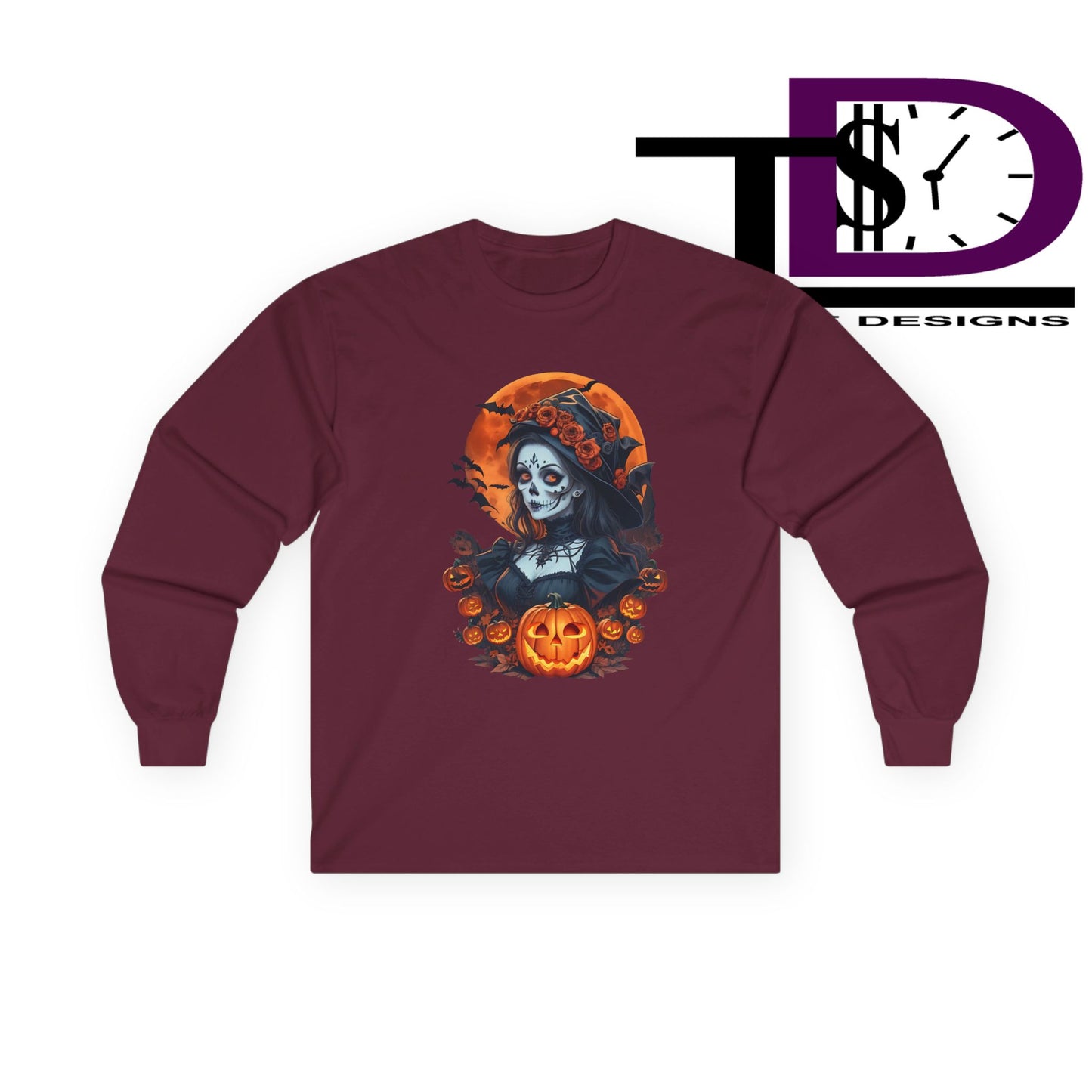 Halloween Graphic Long Sleeve Tee, Spooky Shirt, Unisex Fall Apparel, Halloween Costume, Autumn Sweatshirt, Pumpkin Design
