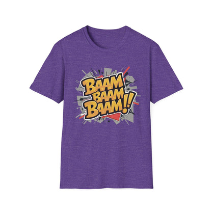 Bam Bam Bam Unisex Softstyle T-Shirt | Fun Graphic Tee for Casual Wear, Gift for Friends, Comic Fans, Birthday, Everyday Style