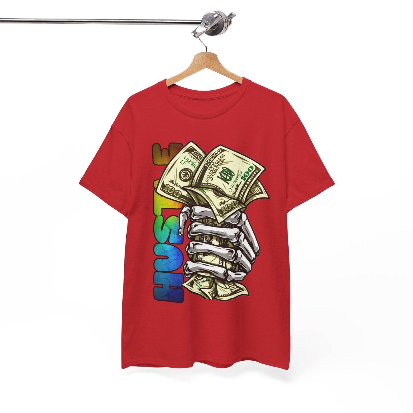 Unisex Heavy Cotton Tee - 'Hustle' Graphic Tee with Money Design