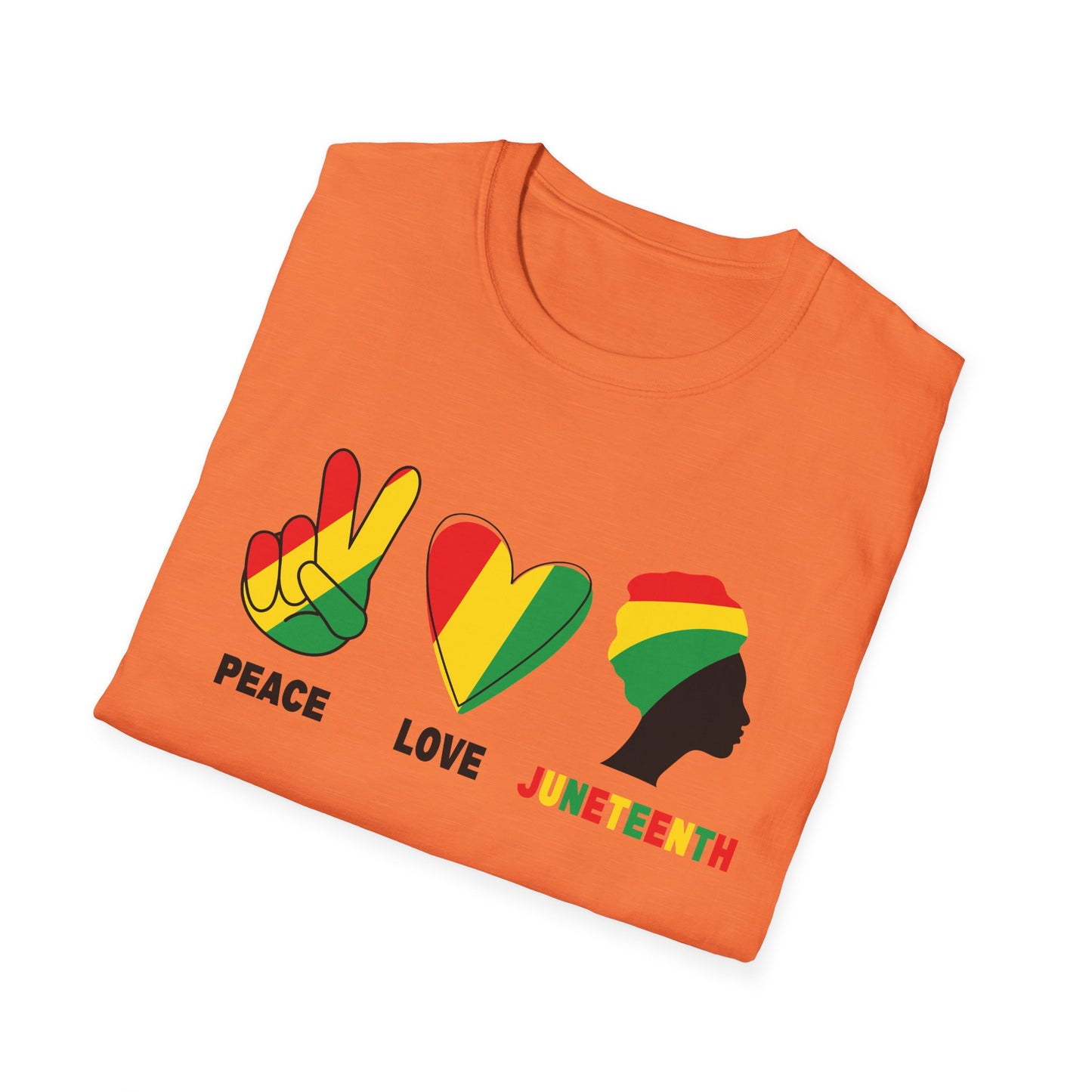 Juneteenth Peace Love Unisex Softstyle T-Shirt, Graphic Tee, Black History Month, Celebration Wear, Gift for Activists
