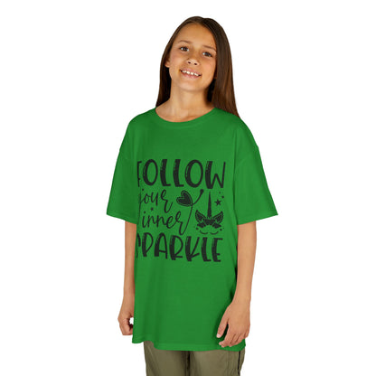 Kids Heavy Cotton™ Tee - Follow Your Inner Sparkle T-Shirt for Creative Kids
