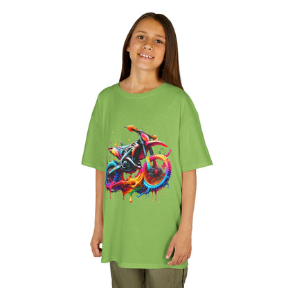 Kids' Motorcycle Graphic Tee - Vibrant Splash Design