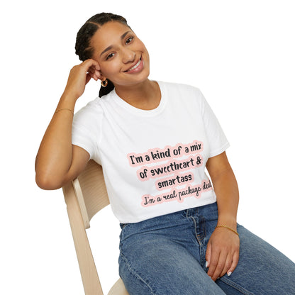 Funny Quote Unisex Softstyle T-Shirt - "I'm a mix of sweetheart & smartass"