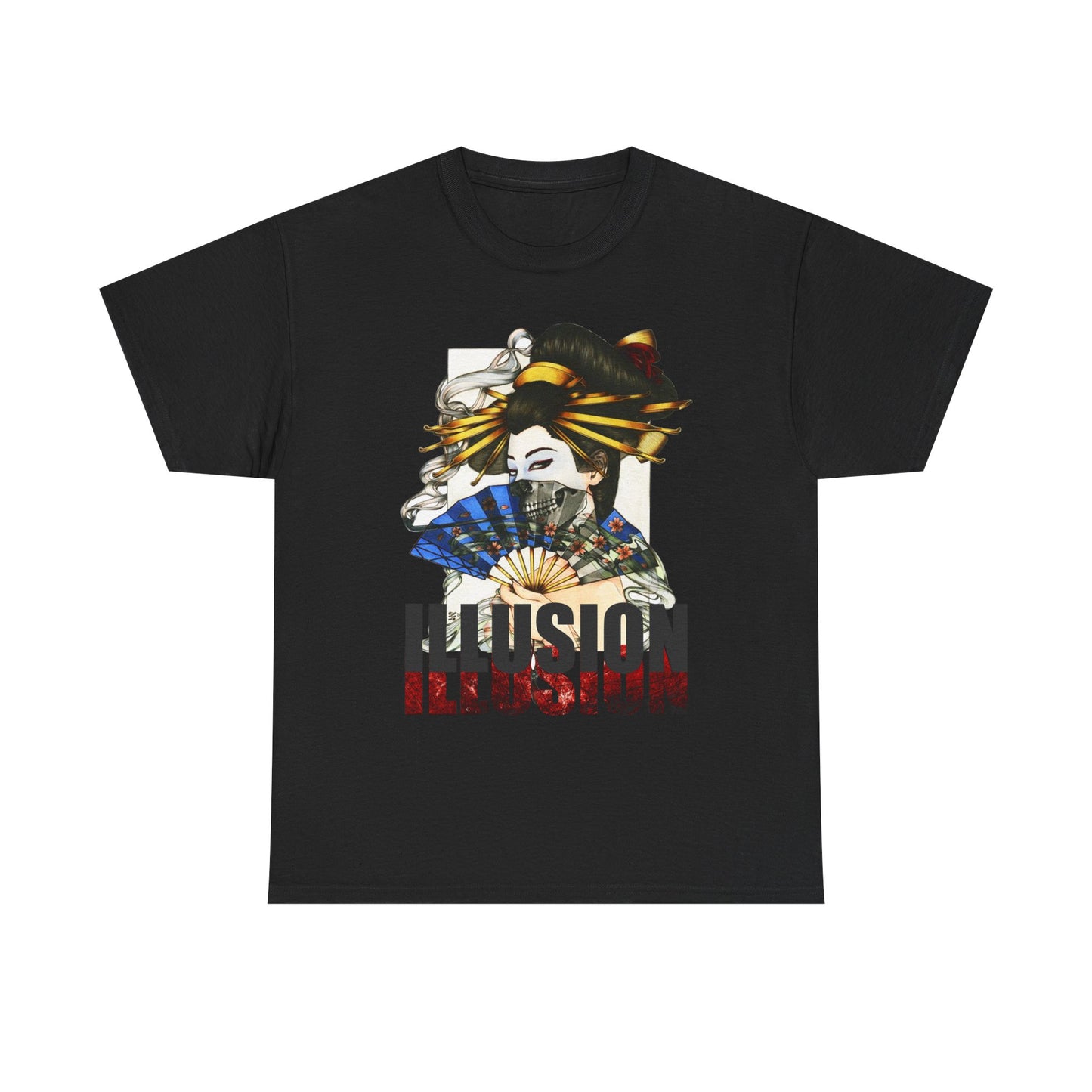 Unisex Heavy Cotton Tee - Illusion Design - Artistic Fan Graphic Tee for Casual Wear