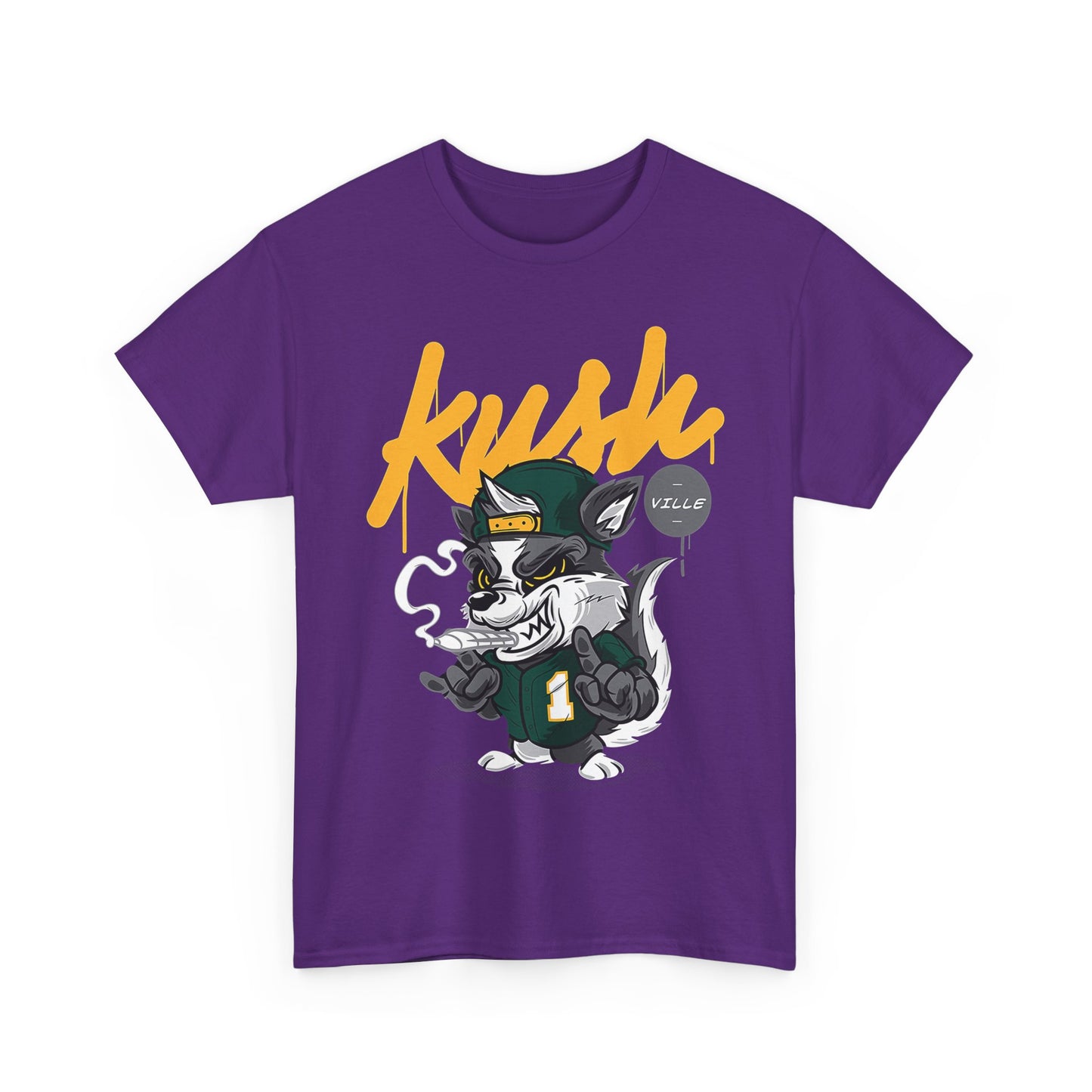 Street Style Unisex Heavy Cotton Tee - 'Kush Ville' Graphic Design