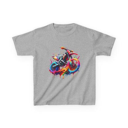 Kids' Motorcycle Graphic Tee - Vibrant Splash Design