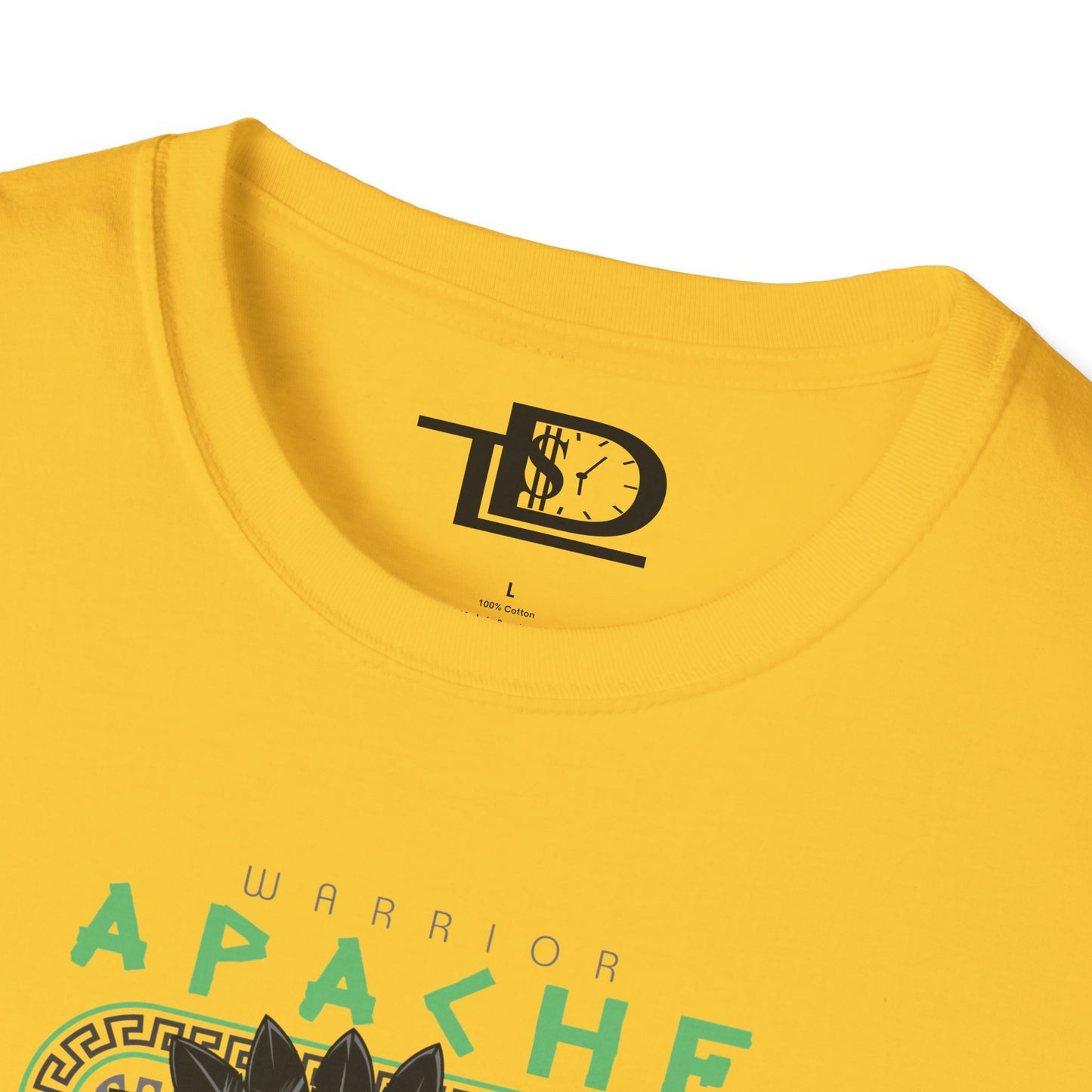 Apache Warrior Graphic T-Shirt, Softstyle Tee, Unisex Casual Wear, Festival Apparel, Heritage Tribute Shirt