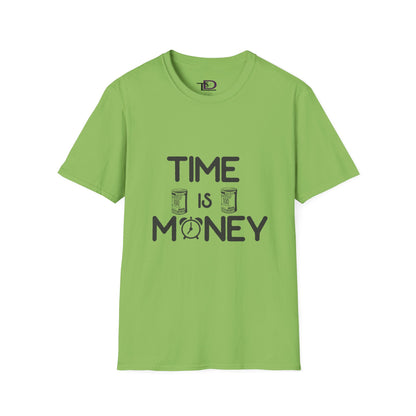Inspirational Unisex Softstyle T-Shirt - "Time is Money" Statement Tee for Financial Motivators