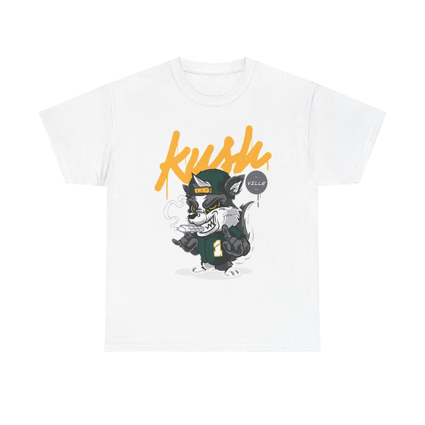 Street Style Unisex Heavy Cotton Tee - 'Kush Ville' Graphic Design