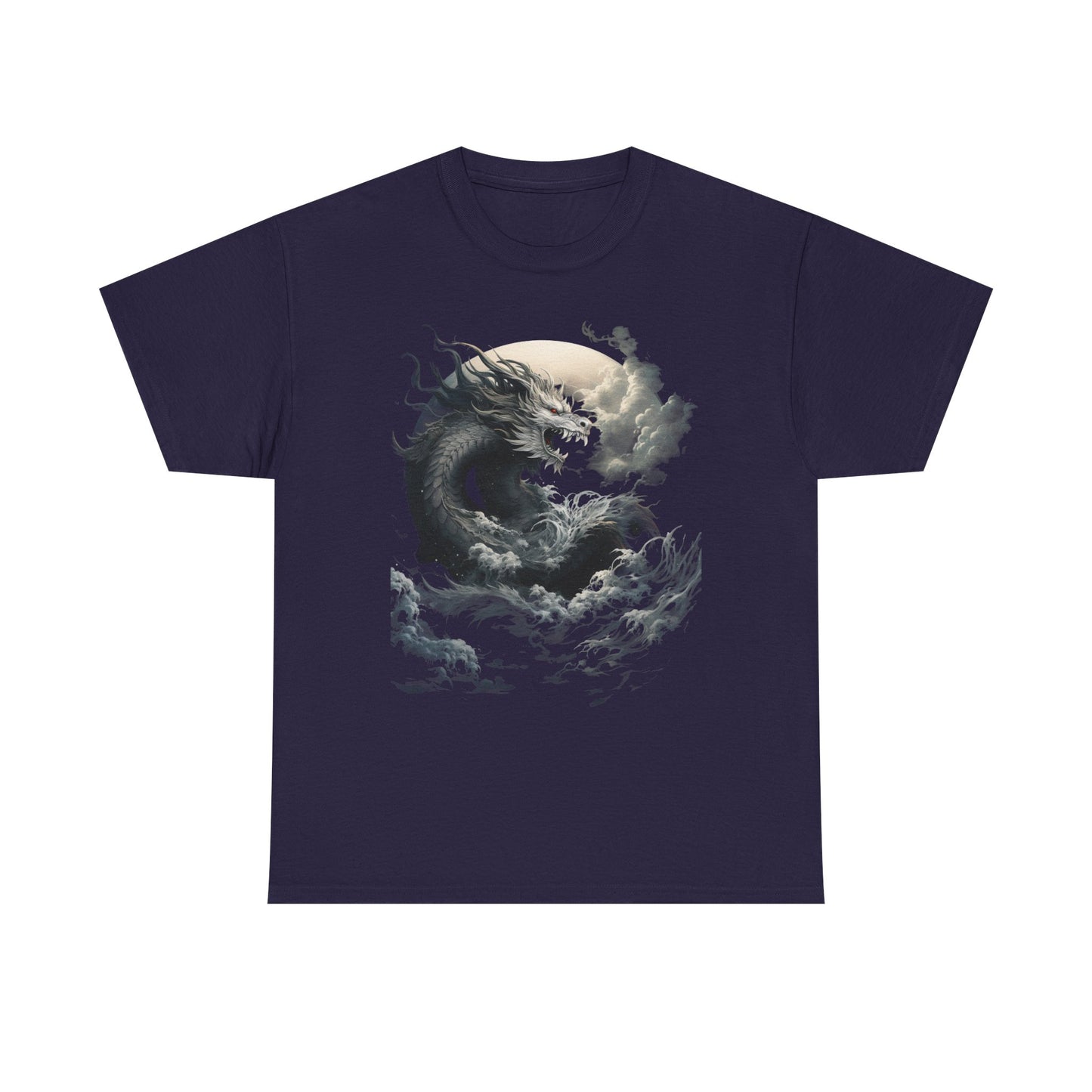 Dragon Moon Unisex Heavy Cotton Tee - Mystical Night Sky Apparel