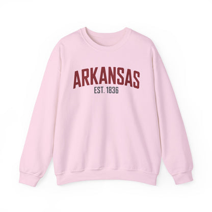 Arkansas Crewneck Sweatshirt – "Arkansas Est. 1836" Classic State Pullover