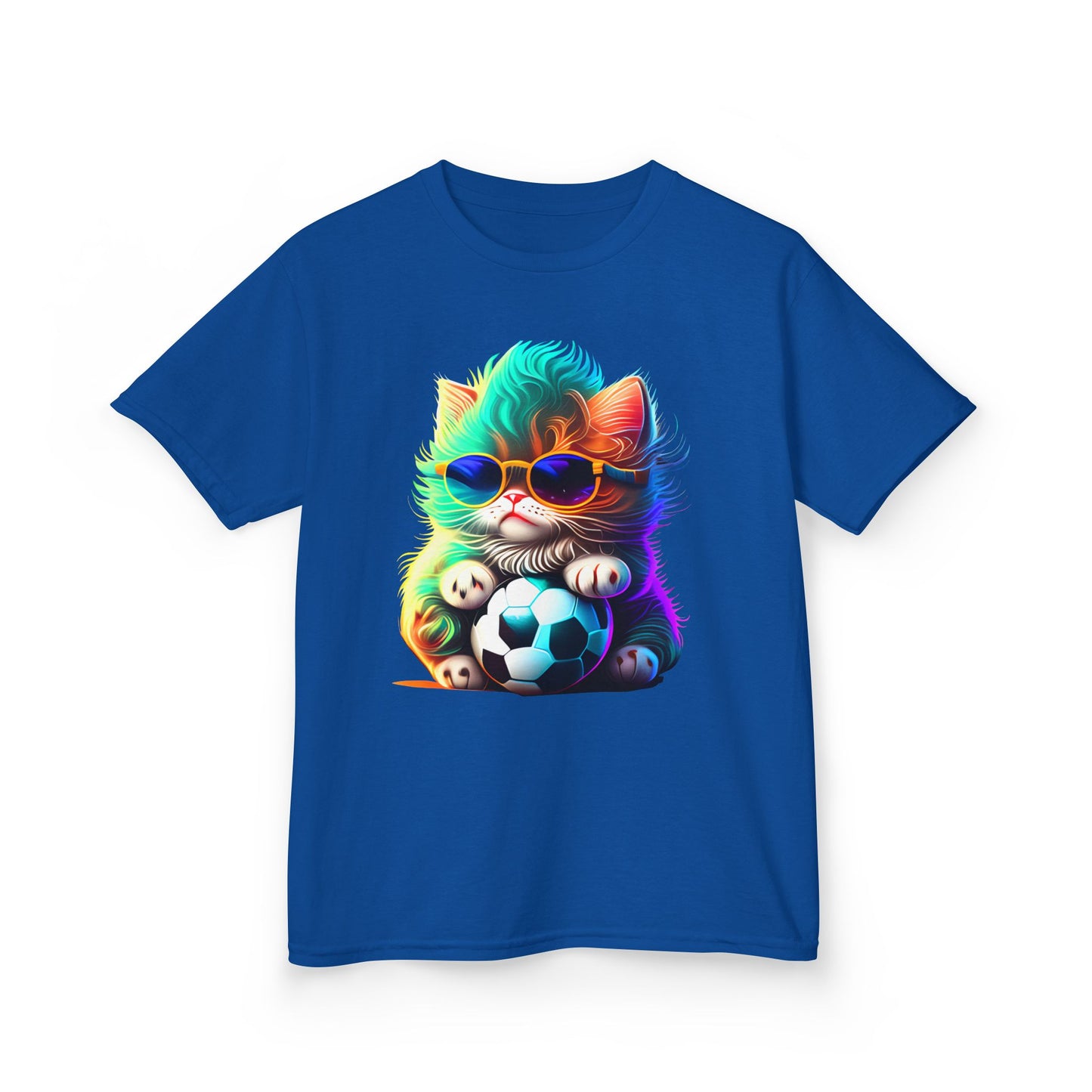 Cool Cat Soccer Kids Tee - Fun Heavy Cotton T-Shirt for Young Sports Fans