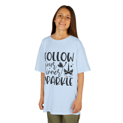 Kids Heavy Cotton™ Tee - Follow Your Inner Sparkle T-Shirt for Creative Kids