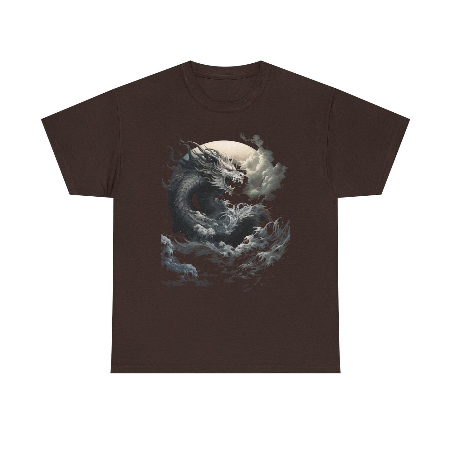 Dragon Moon Unisex Heavy Cotton Tee - Mystical Night Sky Apparel