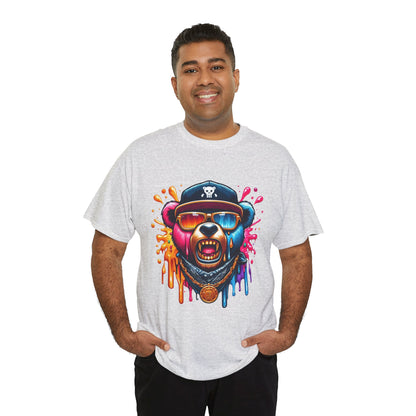 Vibrant Bear Graphic Unisex Heavy Cotton Tee - Casual Streetwear for Everyday Style