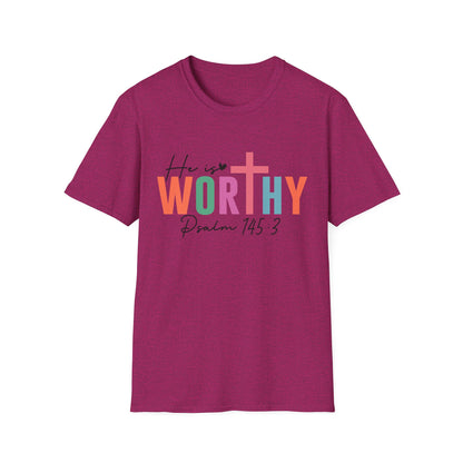 He is Worthy T-Shirt, Unisex Christian Tee, Psalm 145 3 Shirt, Inspirational Gift, Faith-Based Apparel, Church Outfit