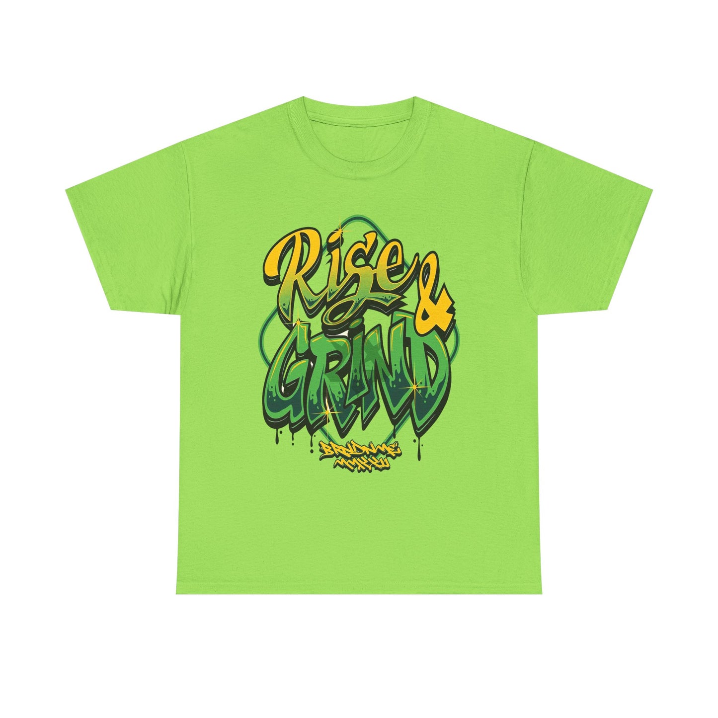 Rise & Grind Unisex Heavy Cotton Tee - Bold Graffiti Style Motivational T-Shirt